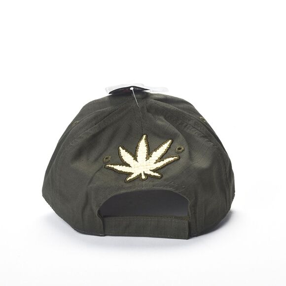 Weed Marijuana Cannabis Ganja Leaf Green Baseball Hat Adjustable Hook and Loop - Picture 2 of 4